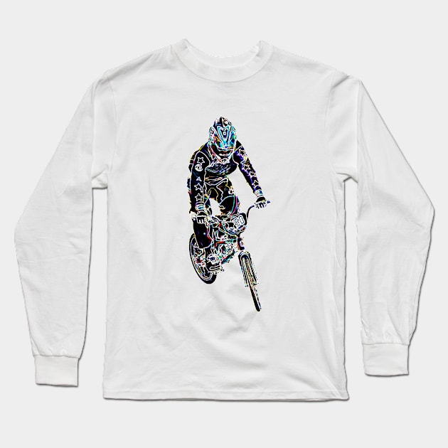 bmx bike race racing racer Long Sleeve T-Shirt by rickylabellevie